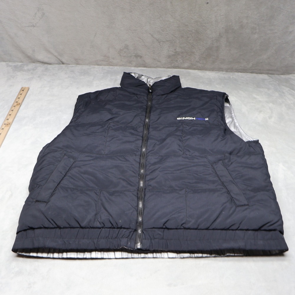 Cinch Down Vest Mens Large Black Insulated Wind Rain Full Zip Puffer LOGO VTG